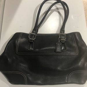 Coach black leather large bag